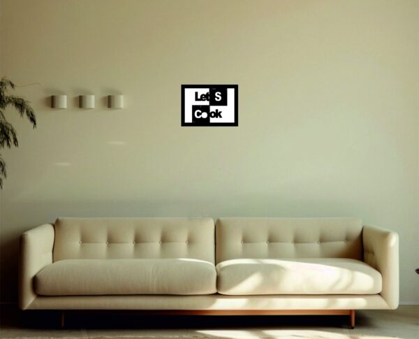 SSDECO.es | Cuadro Decorativo Let's Cook - Arte en Madera Negro con Fondo Blanco, 41x30 cm - Decoración Moderna para Salón, Comedor y Cocina